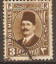Egypt 1927 3m Brown - King Fuad I Series. SG150.